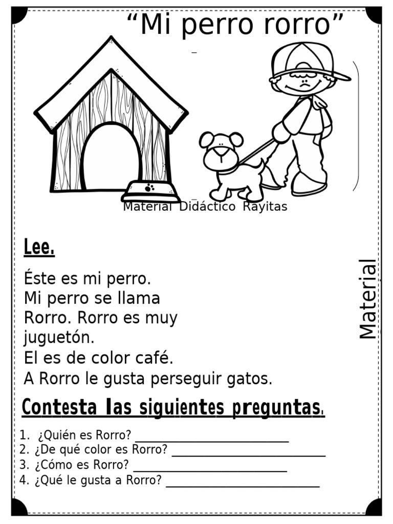 Comprensión lectora: Mi perro Rorro | PDF | Animales y humanos | Zoología