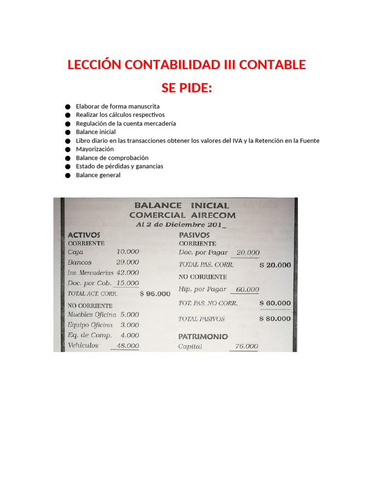 Lección Contabilidad III Contable Primer Parcial | PDF