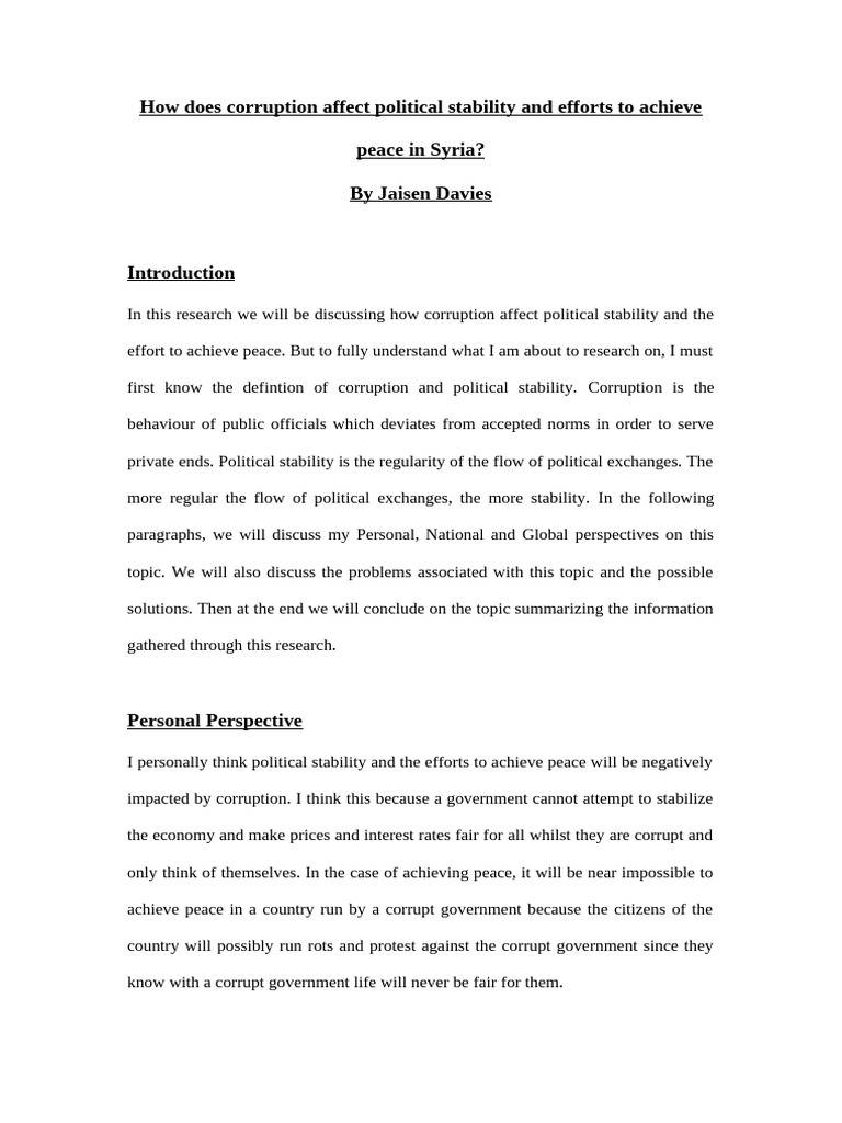 Corruption's Impact on Syria's Stability | PDF | Corruption | Governance