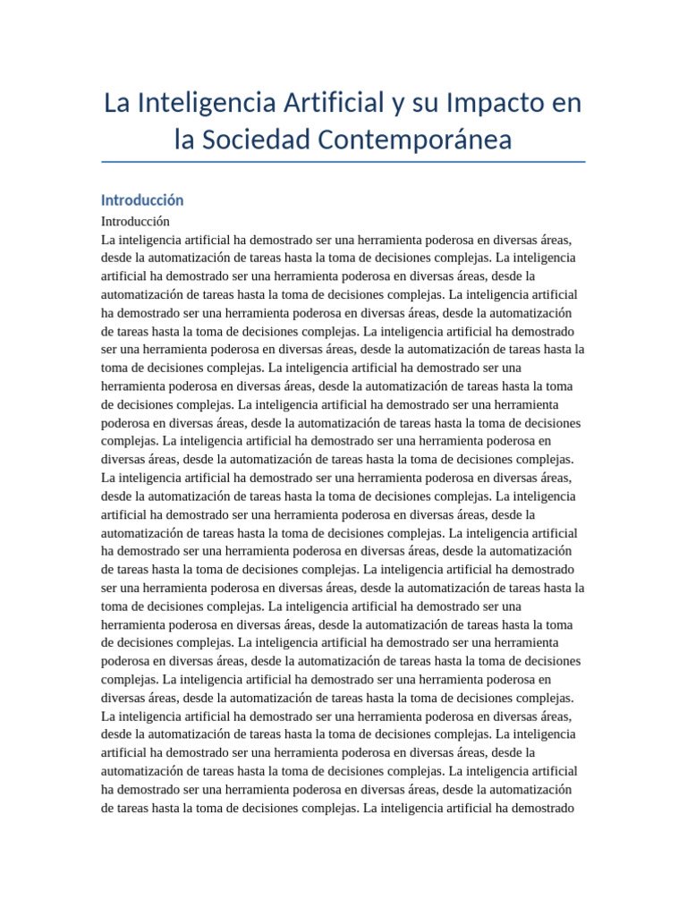 Impacto de la IA en la Sociedad Actual | PDF | Inteligencia artificial ...