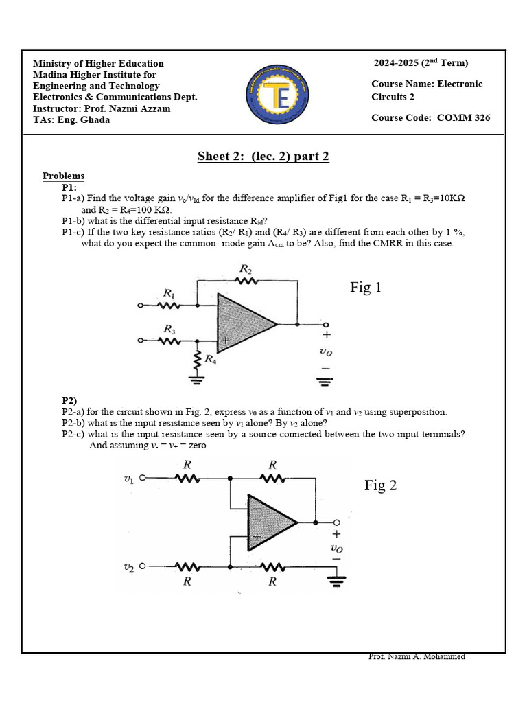 Difference Amplifier Analysis and Design | PDF | Amplifier ...