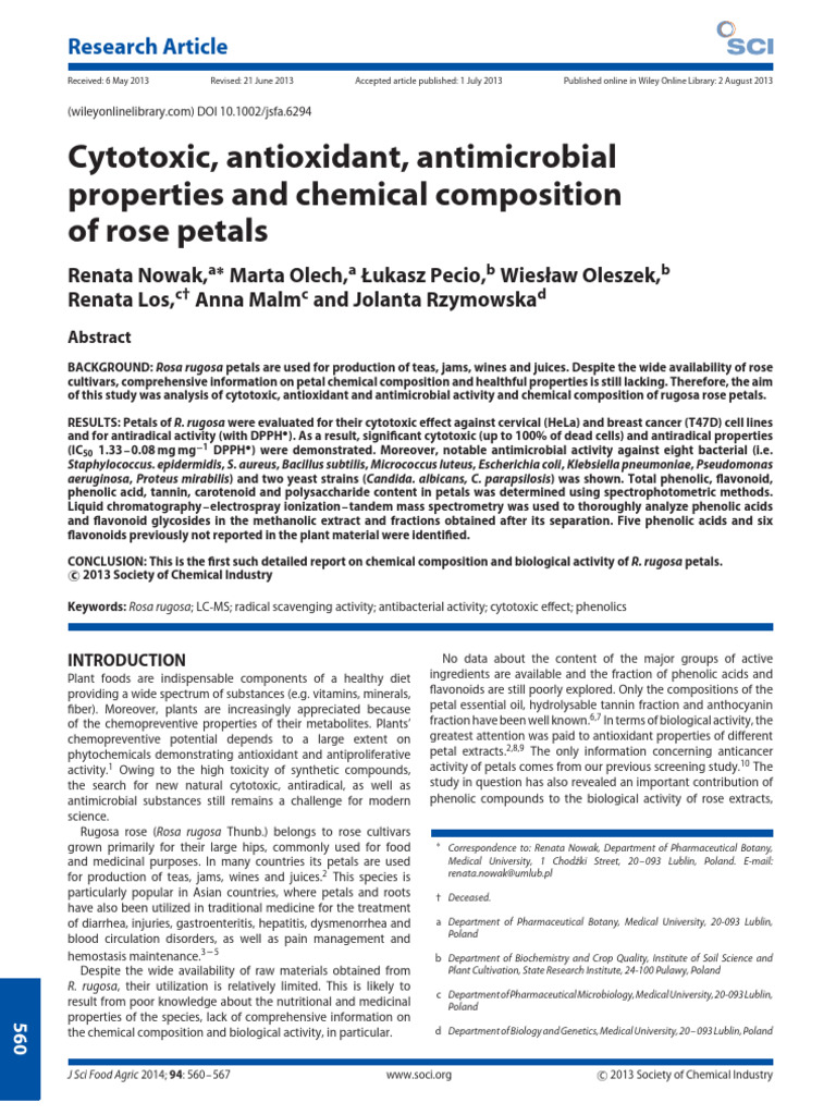 Rose Petals: Antioxidant & Antimicrobial Study | PDF | Polyphenol ...