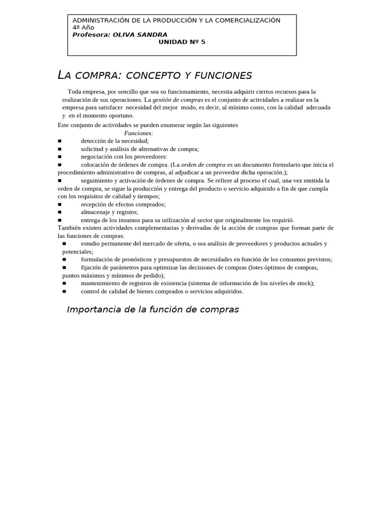 Funciones Clave de la Gestión de Compras | PDF | Calidad (comercial ...