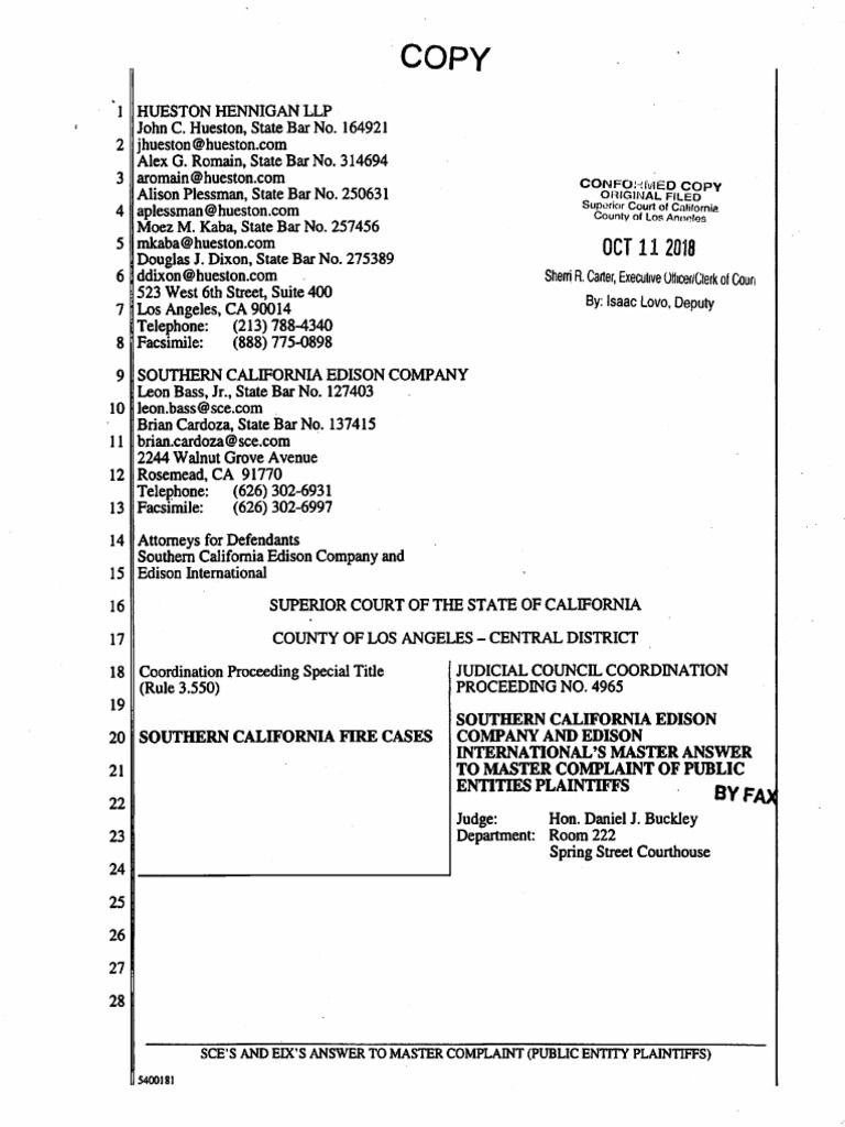 Sce Eix Answer To Master Complaint of Public Entity Pltfs | PDF ...