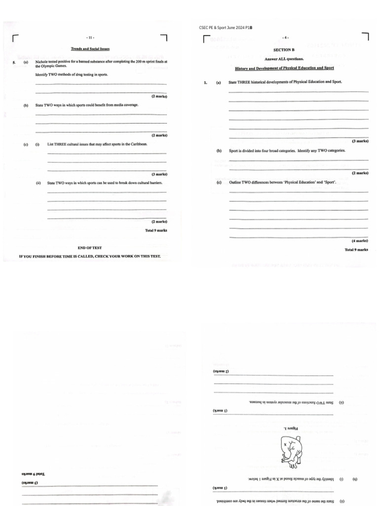 CSEC PE MayJune P1 B 2024.pdf - Booklet | PDF