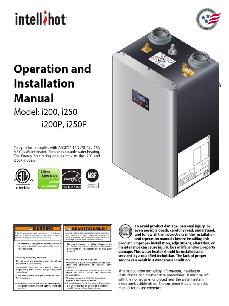 Water Heater Installation Manual | PDF