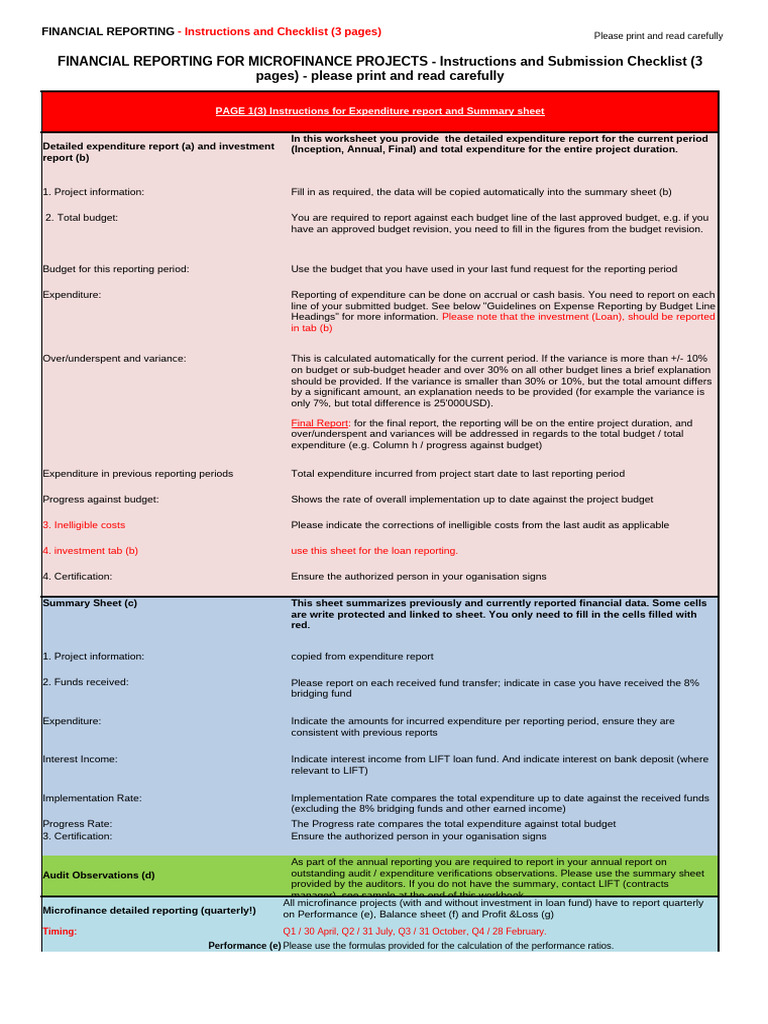 Financial Reporting Checklist for Microfinance | PDF | Equity (Finance ...