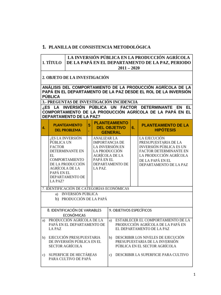 Matriz de Consistencia | PDF