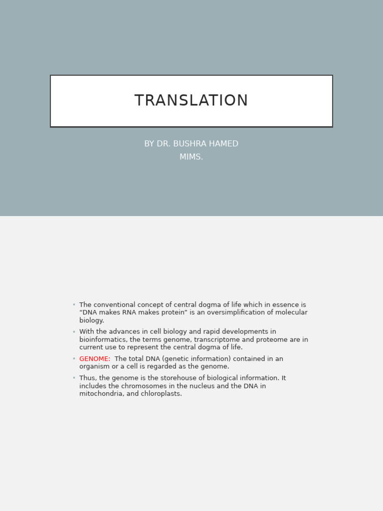 Translation | PDF | Translation (Biology) | Ribosome