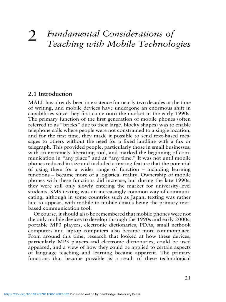 Fundamental Considerations of Teaching With Mobile Technologies | PDF ...