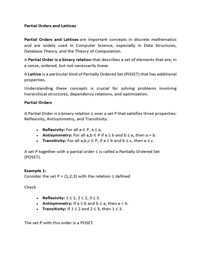 Understanding Partial Orders and Posets | PDF | Mathematical Analysis ...