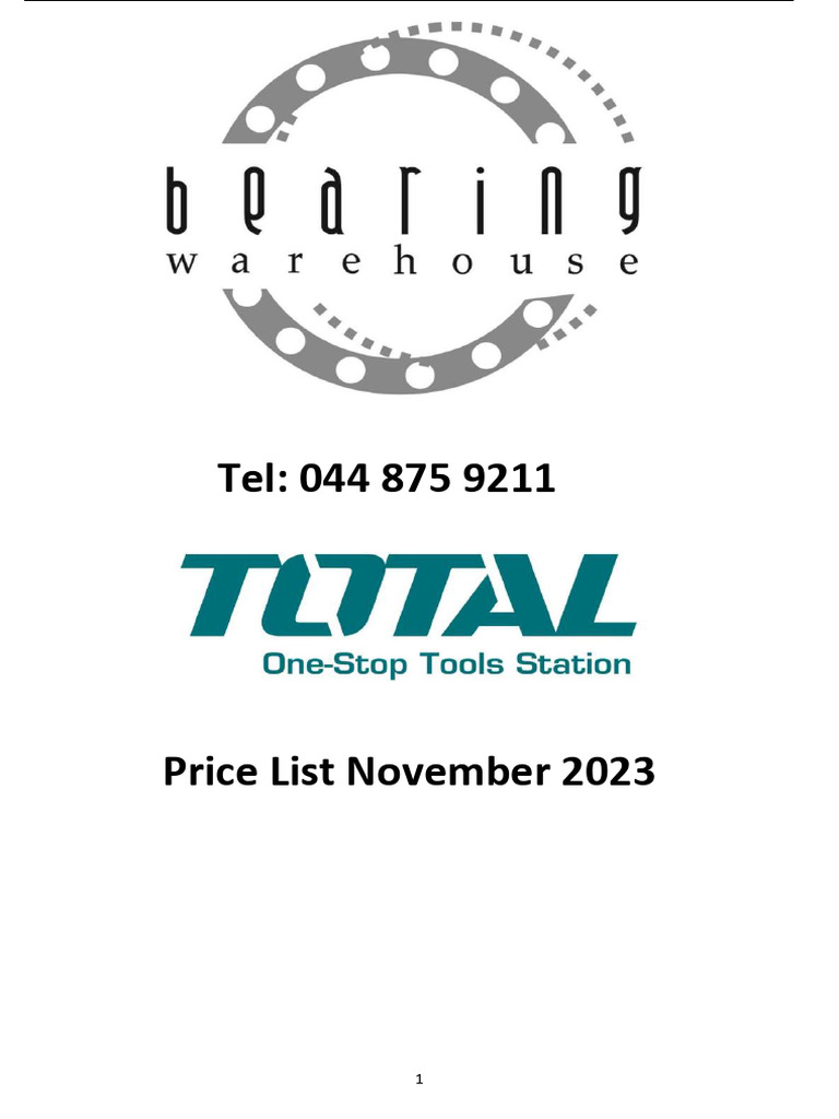 Total Tools Price List November 2023 | PDF | Drill | Battery Charger