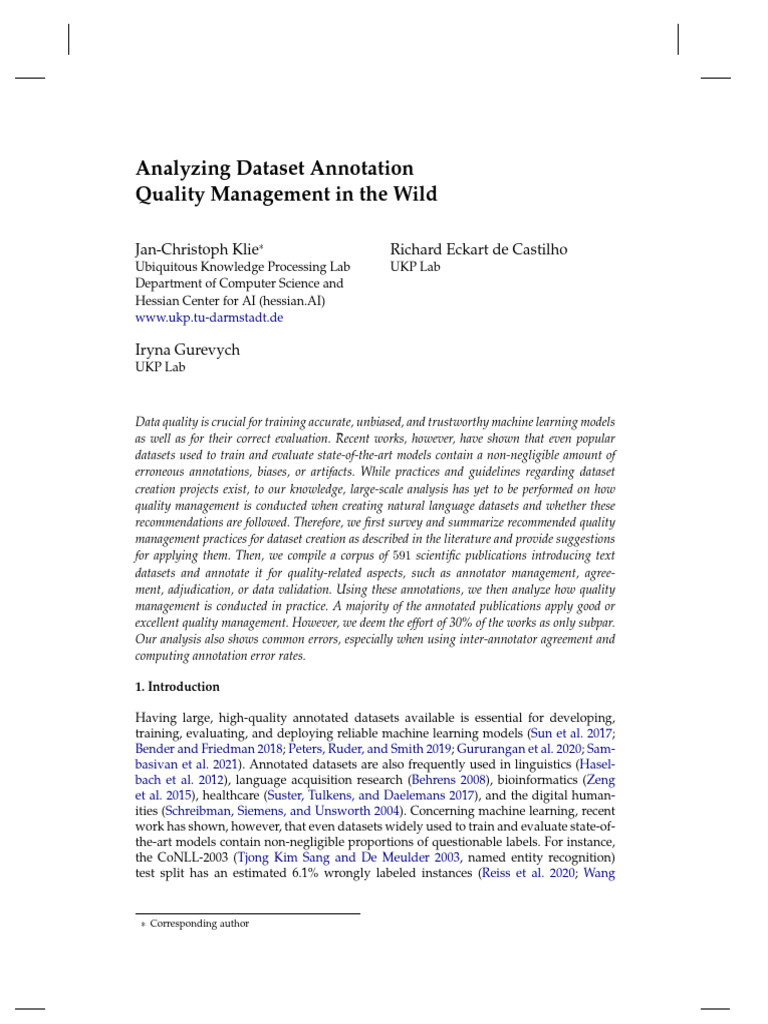 Dataset Annotation Quality Analysis | PDF | Annotation | Crowdsourcing