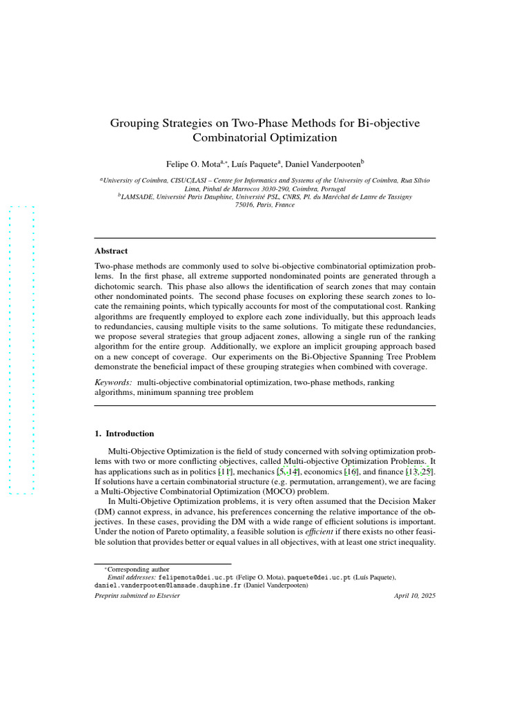 Grouping Strategies for Bi-objective Optimization | PDF | Combinatorics ...