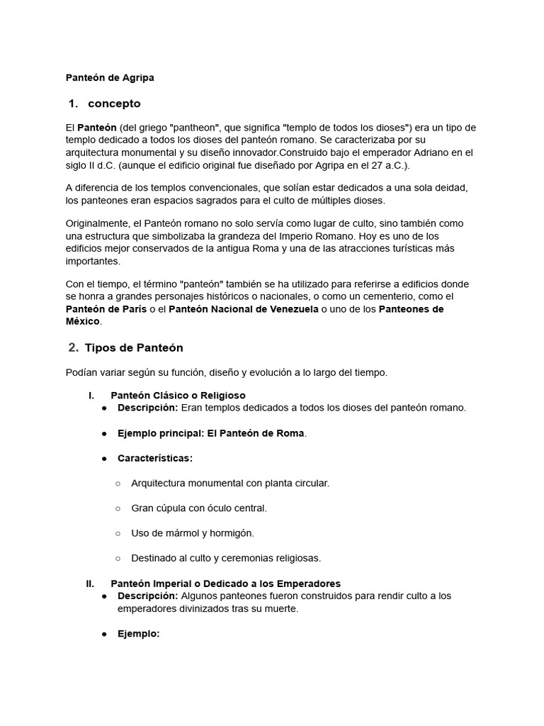 Función del Panteón de Roma | PDF | templo | imperio Romano