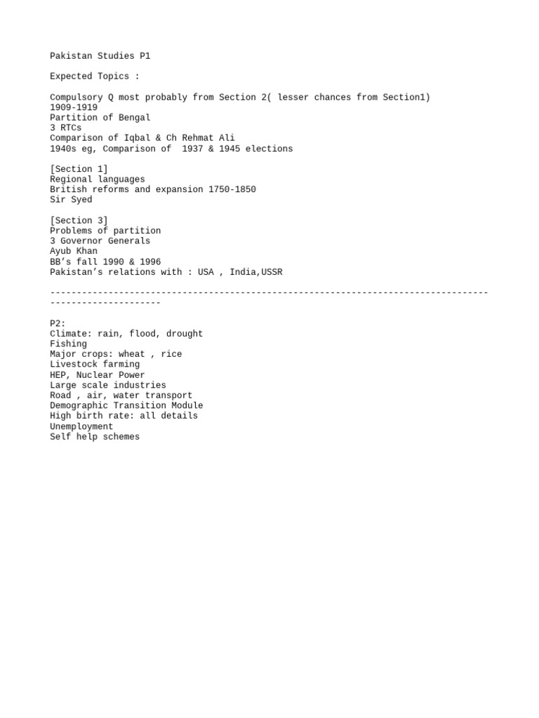 Pakistan Studies Notes Overview | PDF