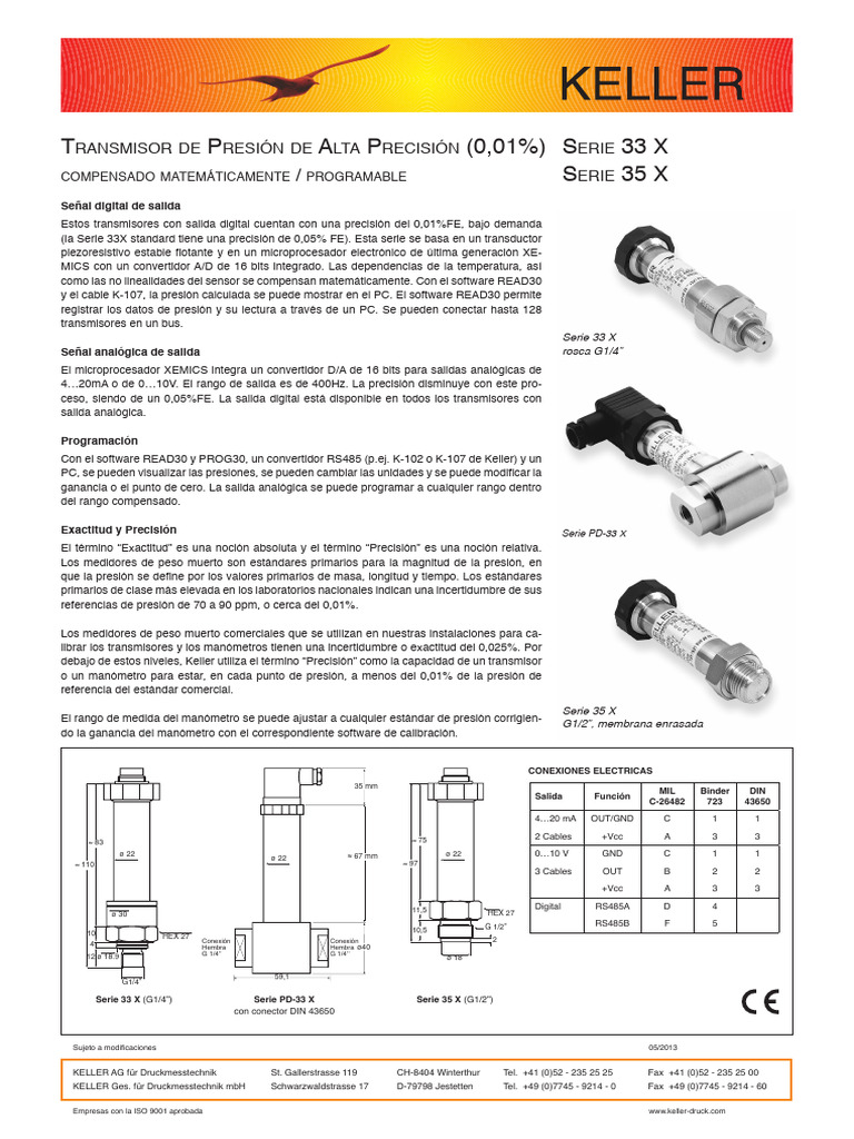 Transmisores de Presión de Alta Precisión | PDF | Sensor | Ingeniería ...