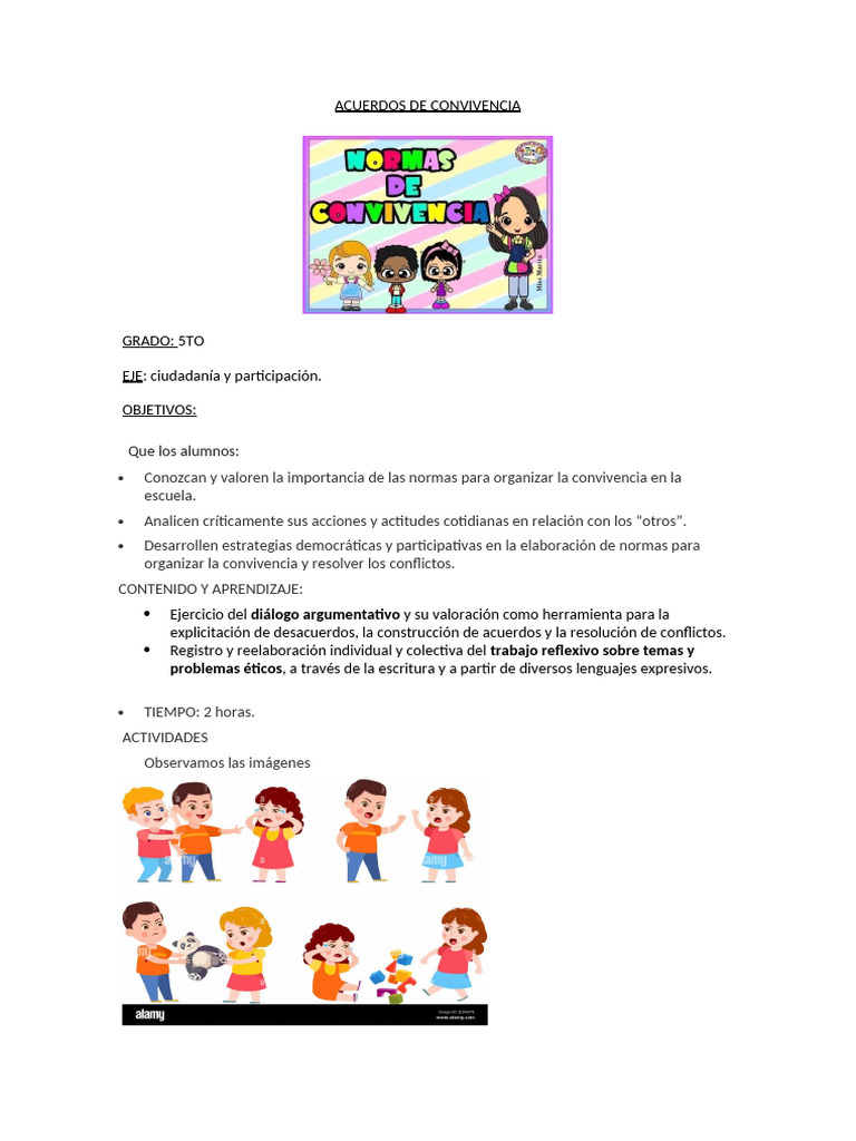 Normas de Convivencia para 5to Primaria | PDF | Aprendizaje | Cognición