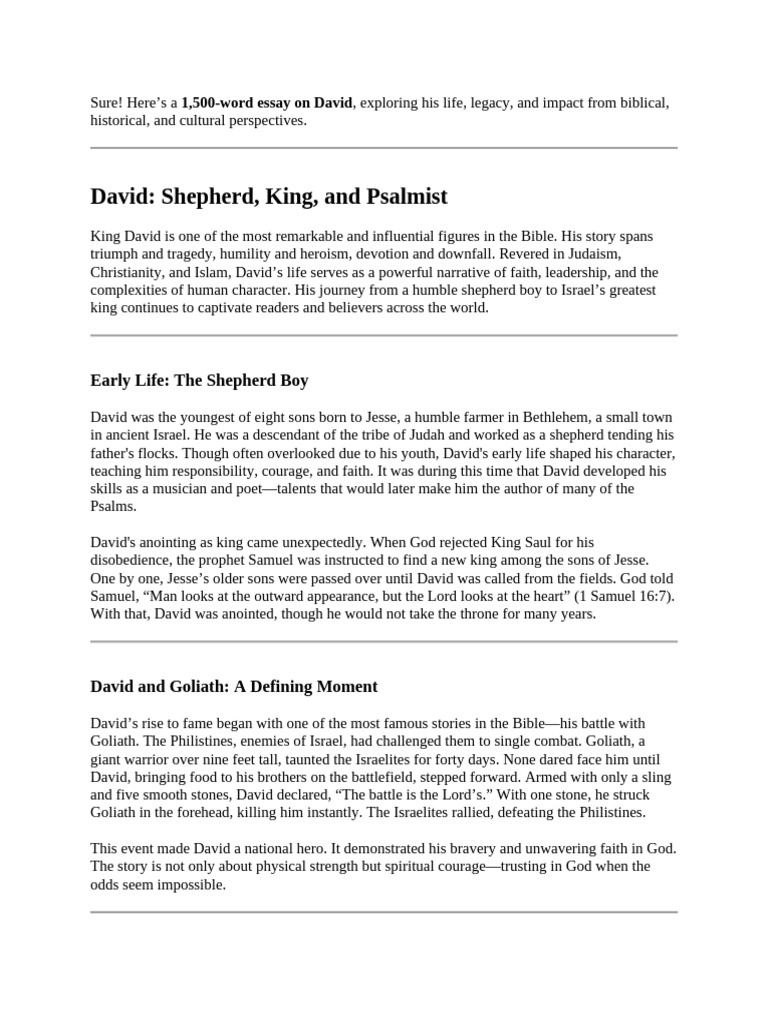 David: Life, Legacy, and Impact | PDF | David | Saul