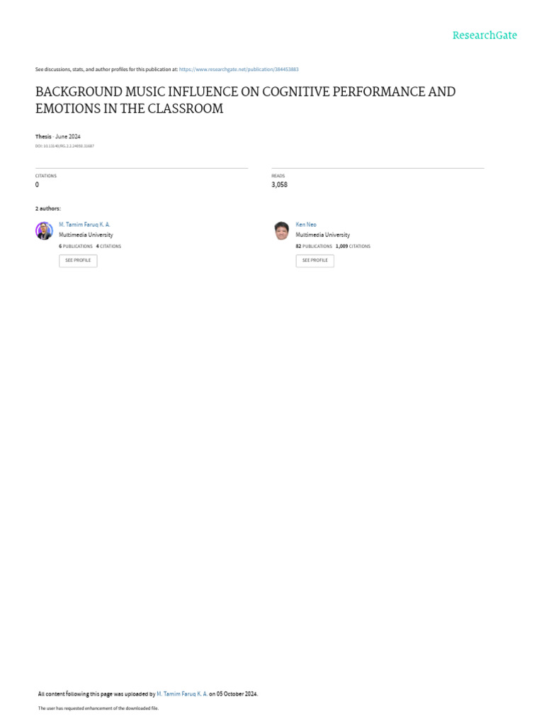 Background Music Influence On Cognitive Performance and Emotions in The ...