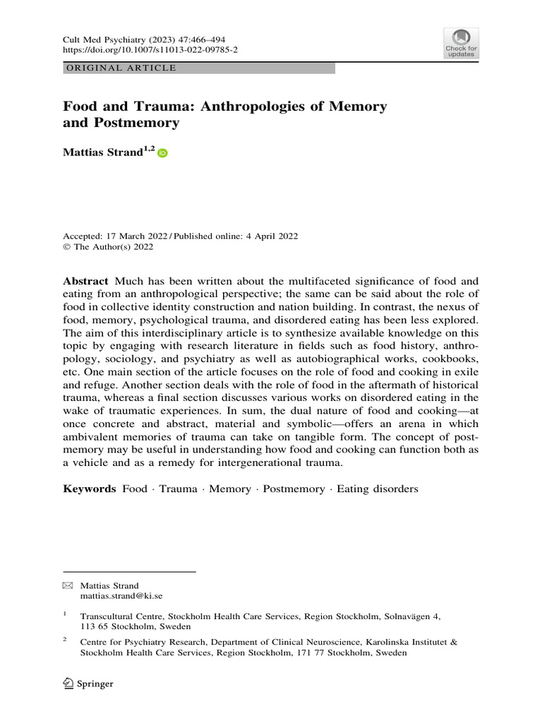 Food, Memory, and Trauma Intersections | PDF | Psychological Trauma | Curry