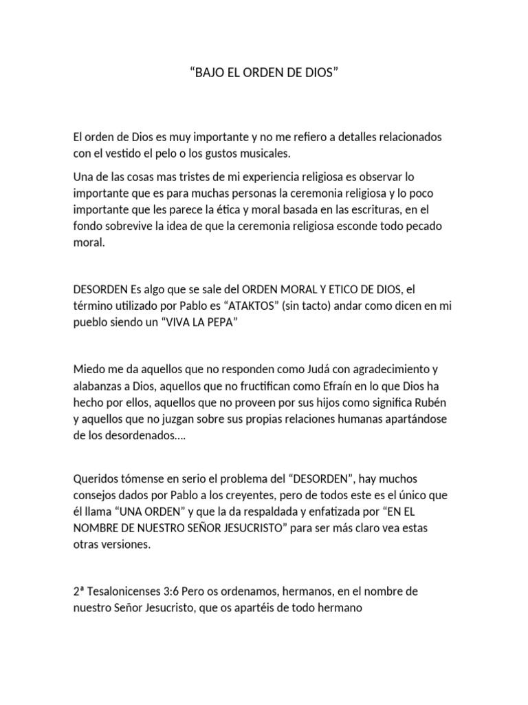 El Orden Moral de Dios en la Vida Cristiana | PDF | Libro de números | Dios
