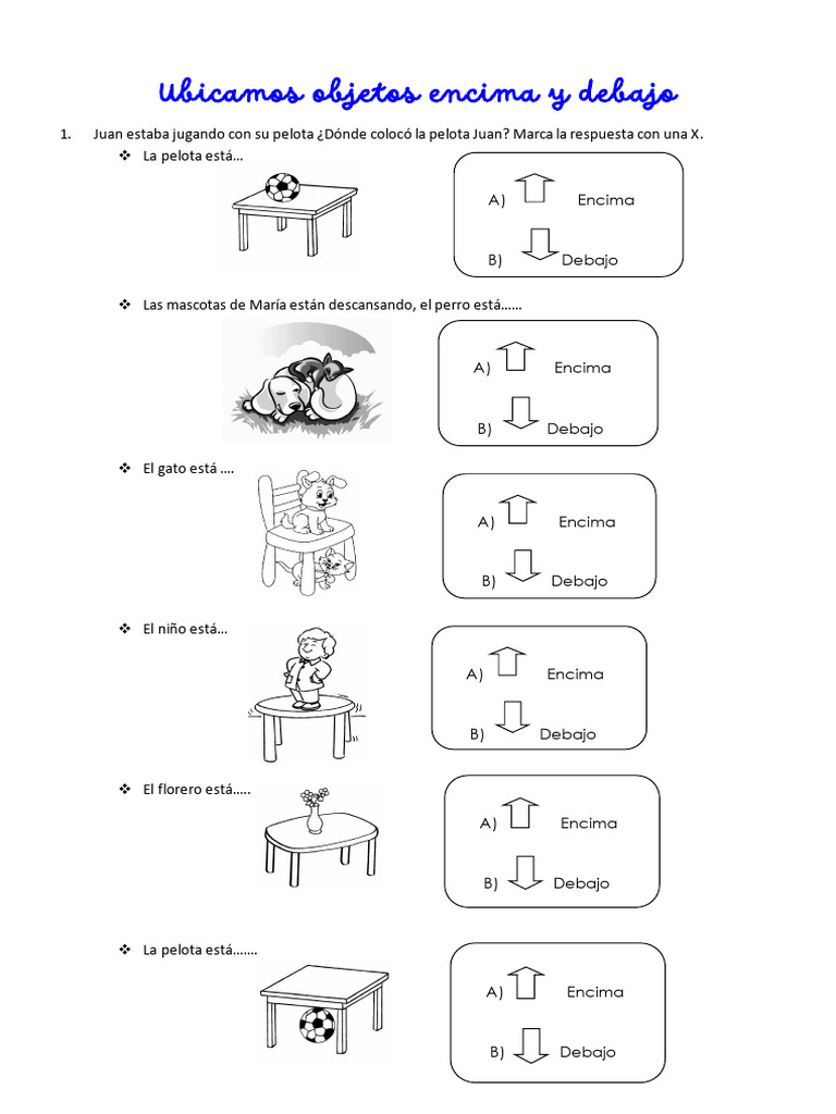 Ubicación de objetos para niños | PDF