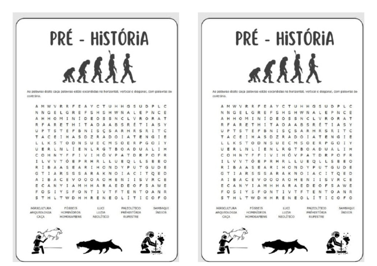 Caça Palavras - Pre História | PDF