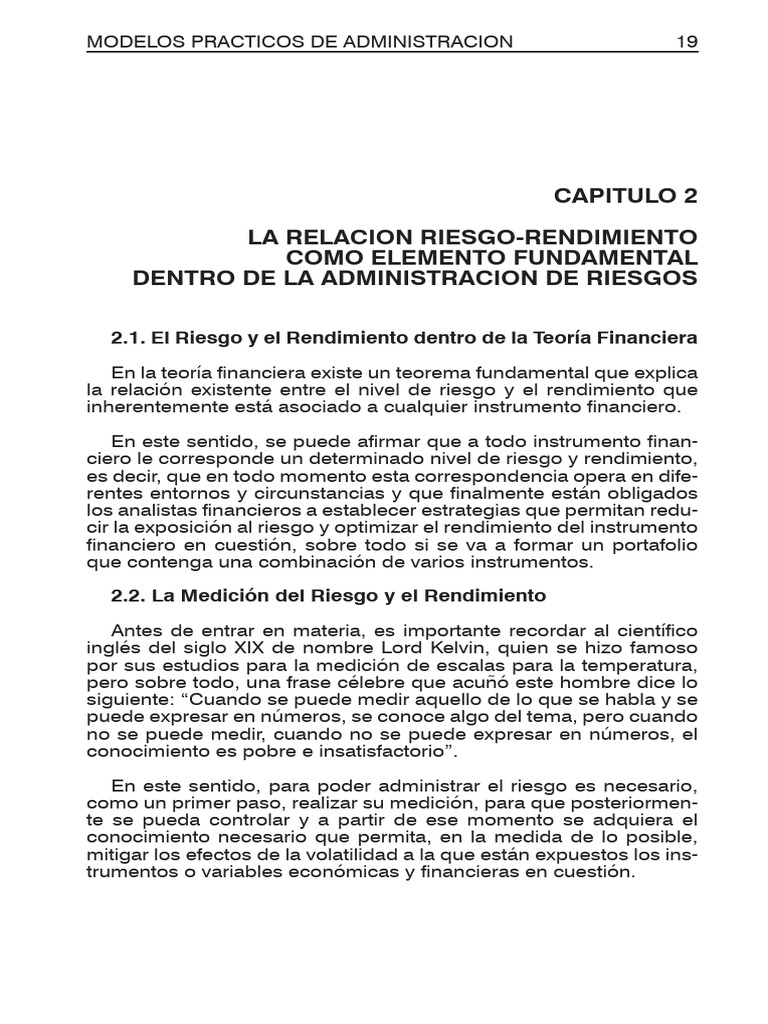 4 Capitulo II La Relación Riesgo-Rendimiento Como Elemento Fundamental ...