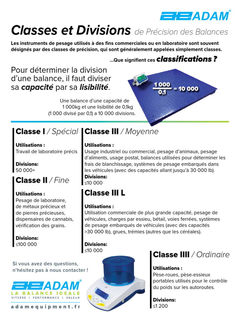Classes de Précision des Balances | PDF | Balance (instrument)