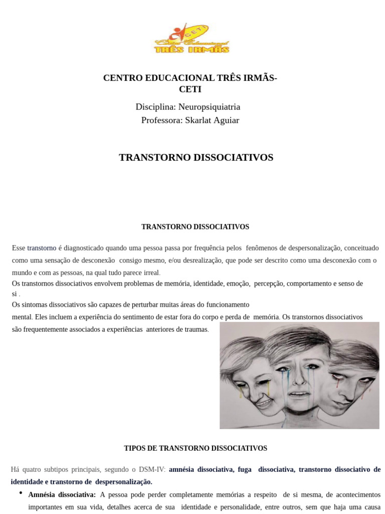 Transtornos Dissociativos: Tipos e Tratamento | PDF | Dissociação ...