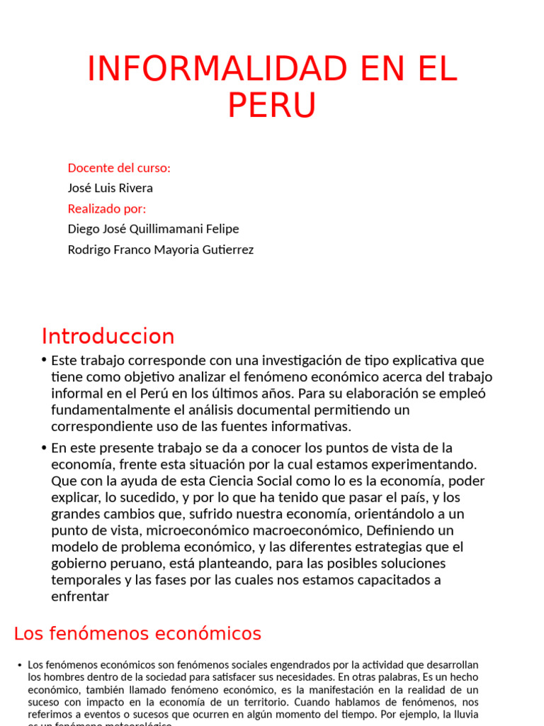 Impacto de la Informalidad en Perú | PDF | Microeconomía | Ciencias ...