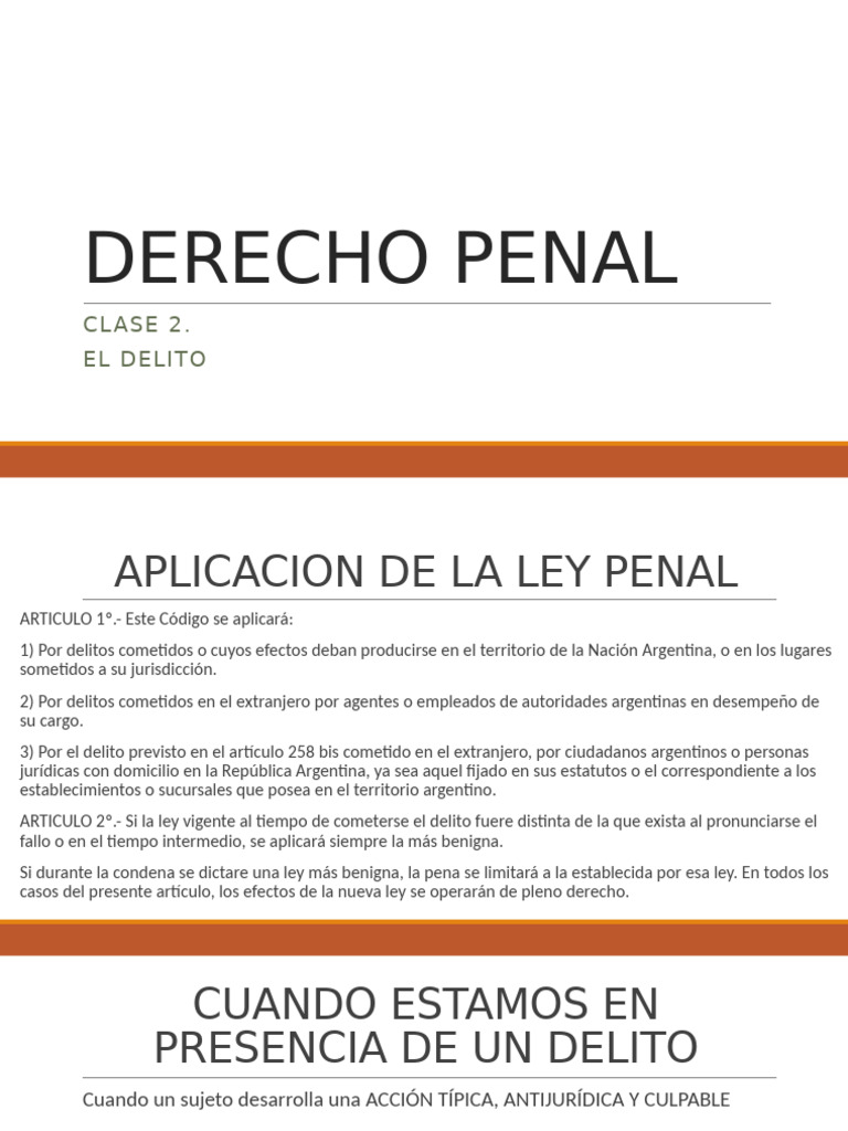 CLASE 2 El Delito | PDF | Intención (Derecho Penal) | Derecho penal