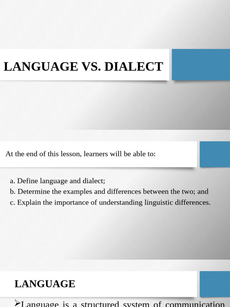 language vs. dialect | PDF | Dialect | Grammar