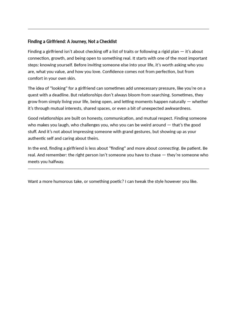 Finding A Girlfriend | PDF