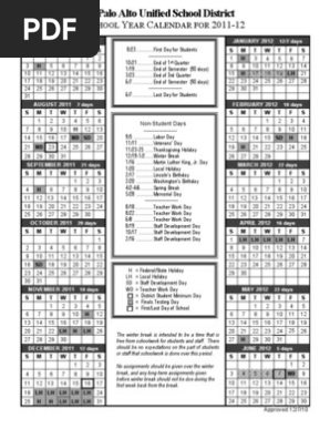 School Year Calendar 2012 | PDF | Holidays | Observances