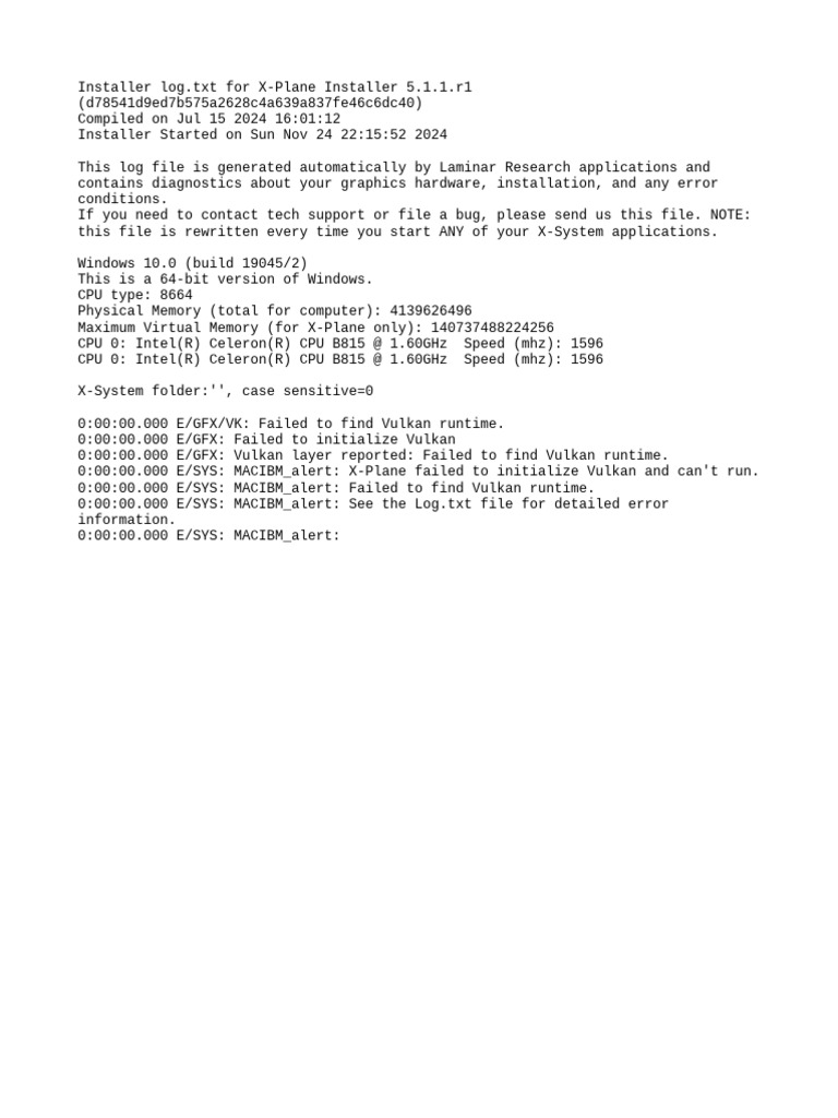X-Plane Vulkan Initialization Error | PDF