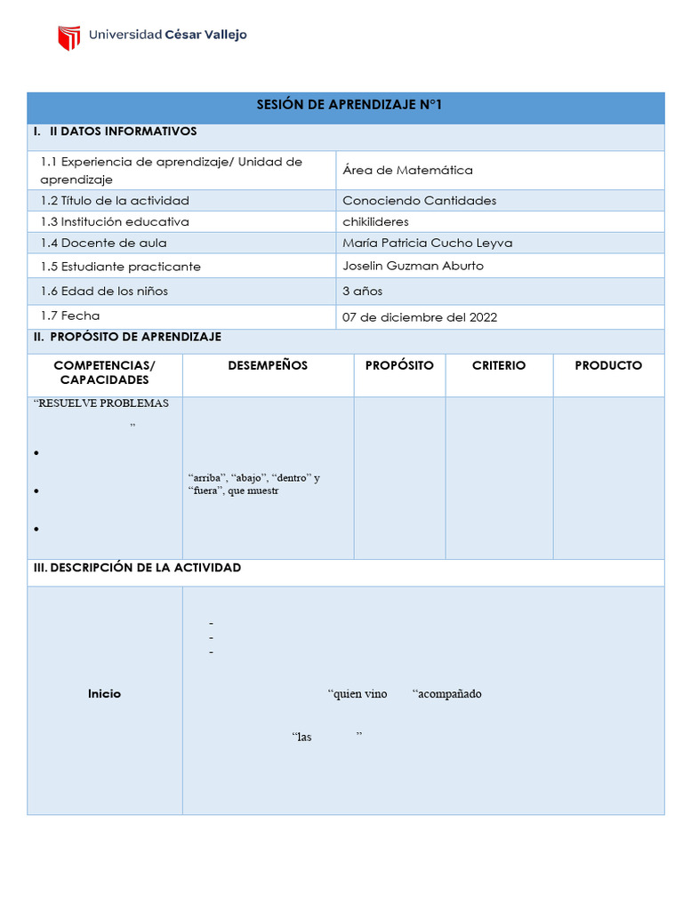 Modelo de Sesión para Niños de 3 Años | PDF | Aprendizaje | Observación
