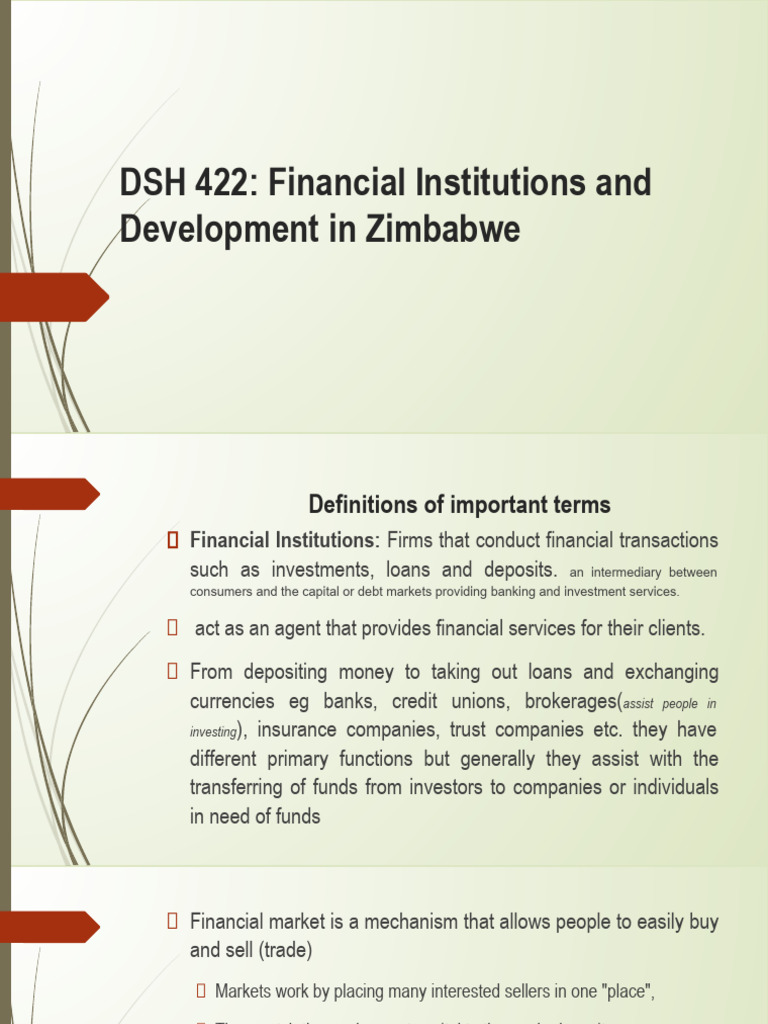 Financial Institutions in Zimbabwe's Growth | PDF | Financial Inclusion ...