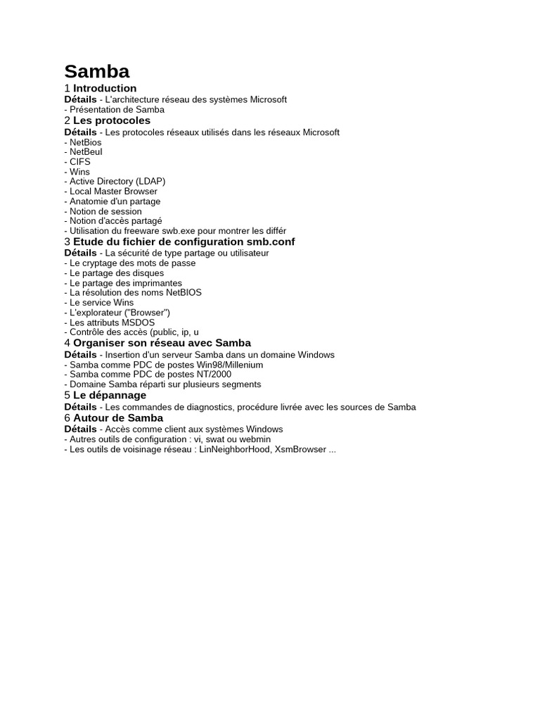 Guide complet sur Samba et son architecture | PDF