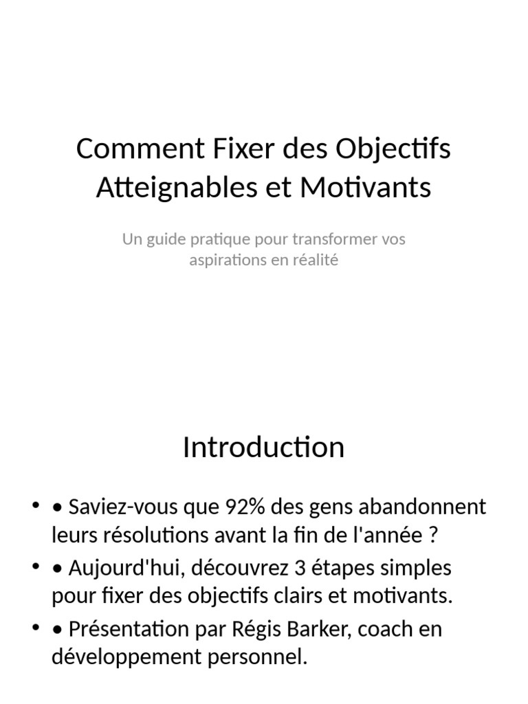 Fixer des Objectifs SMART et Motivants | PDF