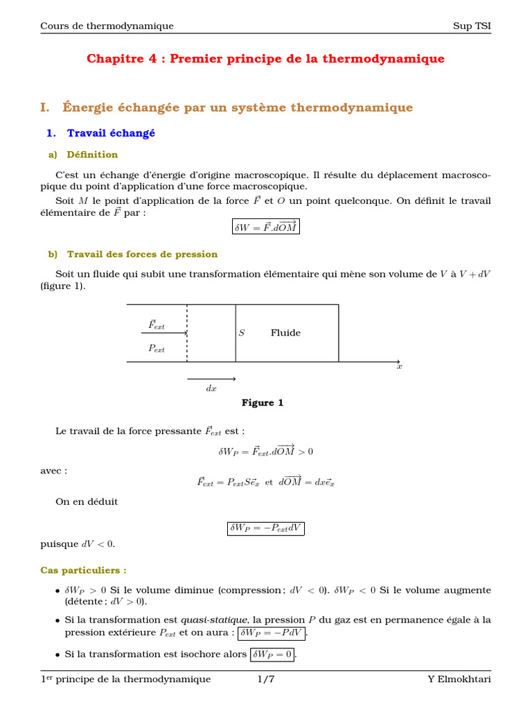 Premier principe de la thermodynamique | PDF | Transfert thermique ...