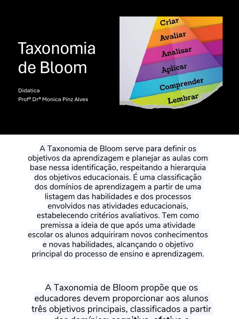 Taxonomia de Bloom na Educação | PDF | Aprendizado | Conhecimento