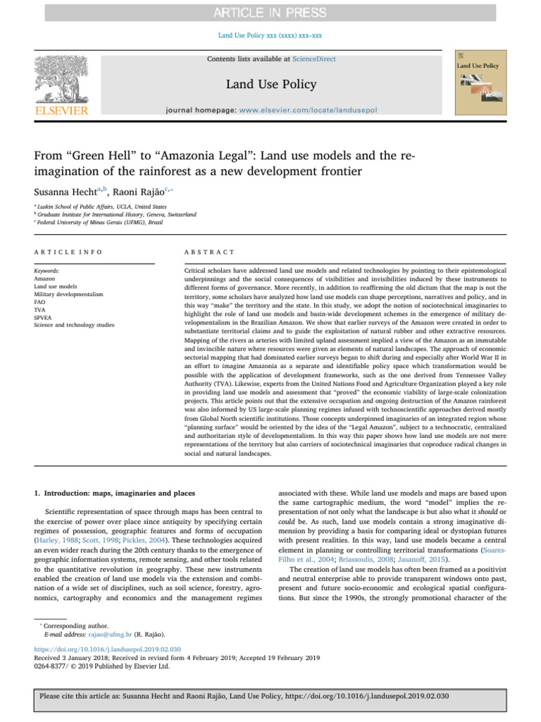 Land Use Models in Amazonia Legal | PDF | Amazon Rainforest ...