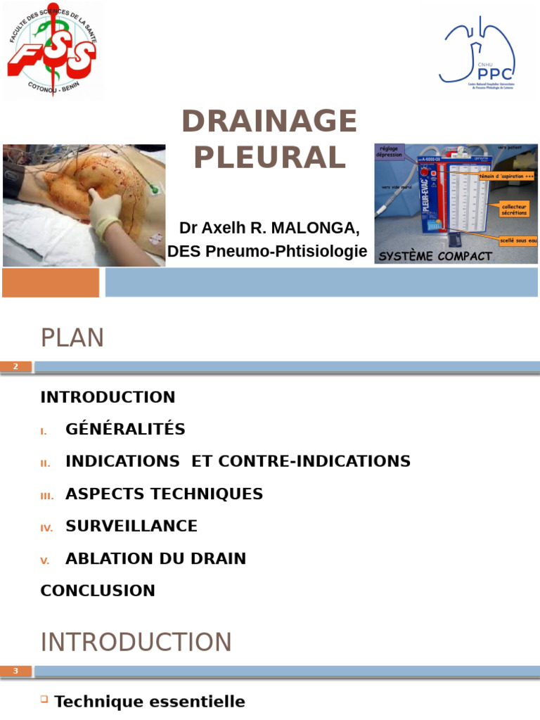 Drainage Pleural Hug Notice – Drainage Pleural Protocole – VOBPV