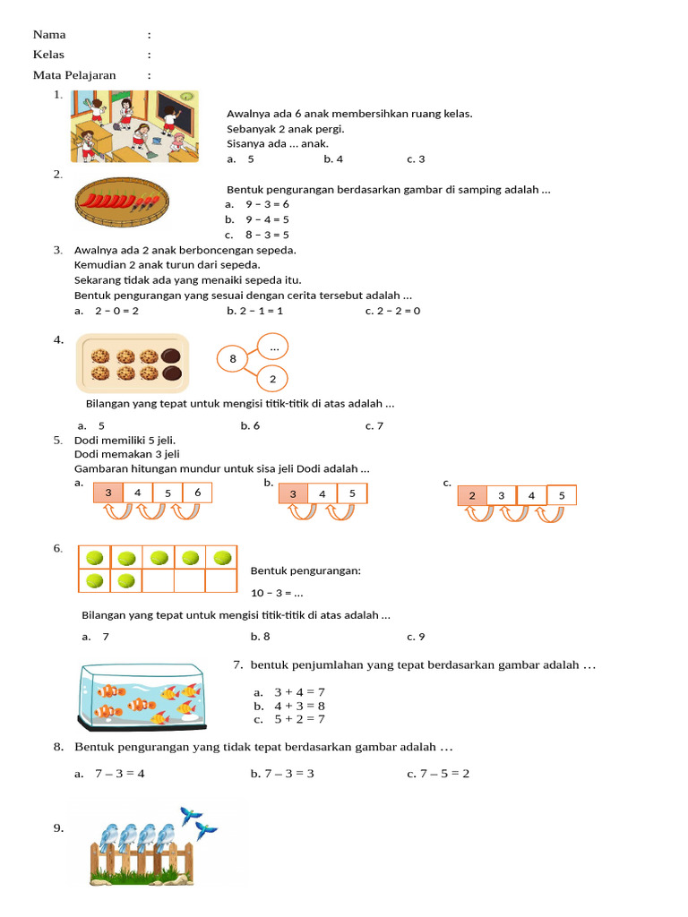 STS BAB 3 KELAS 1 MATEMATIKA 2024 | PDF