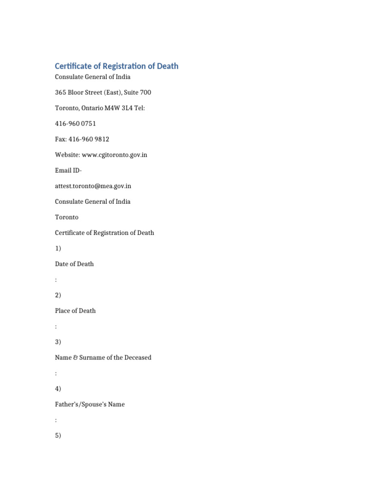 Certificate of Death Form | PDF