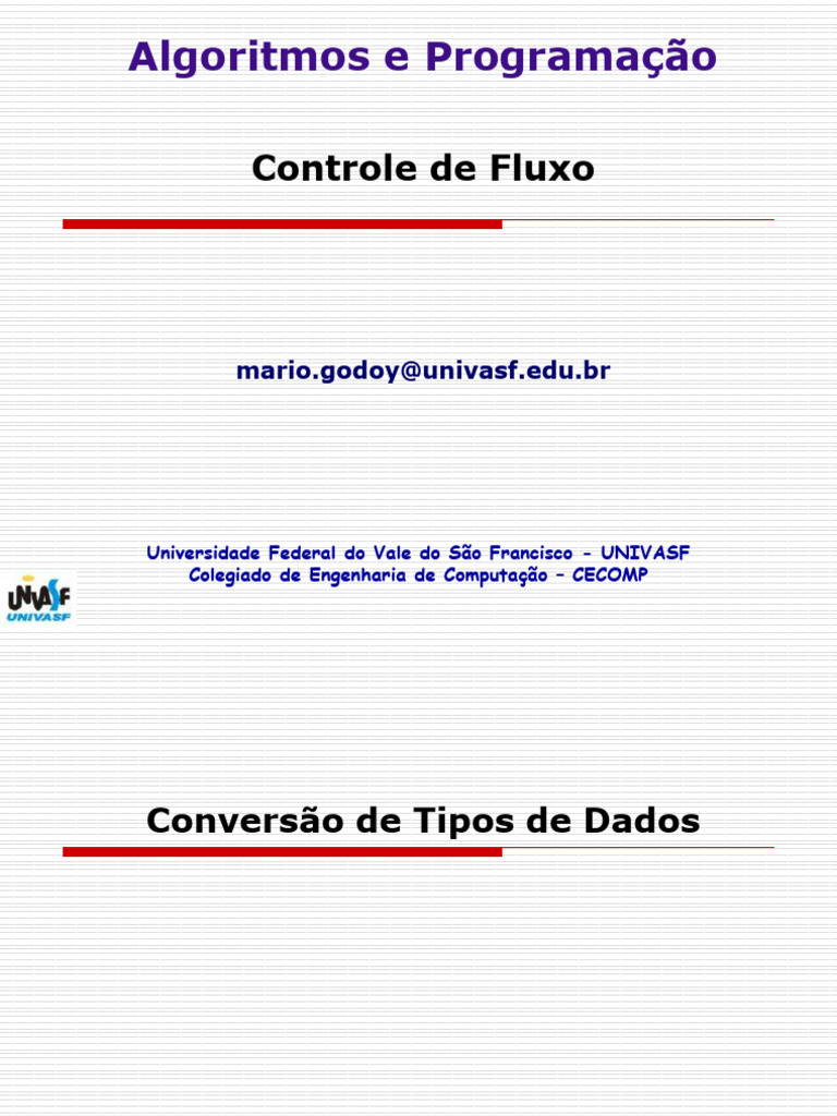 Algoritmos: Controle de Fluxo e Loops | PDF | Controle de fluxo ...