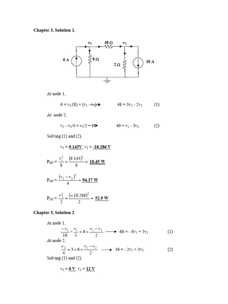 Nodal Analysis Solutions for Circuits | PDF | Computer Engineering ...