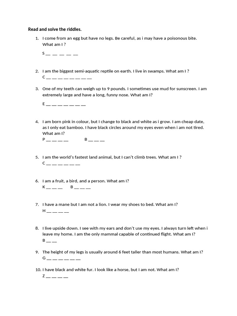 Read and Solve The Riddles | PDF